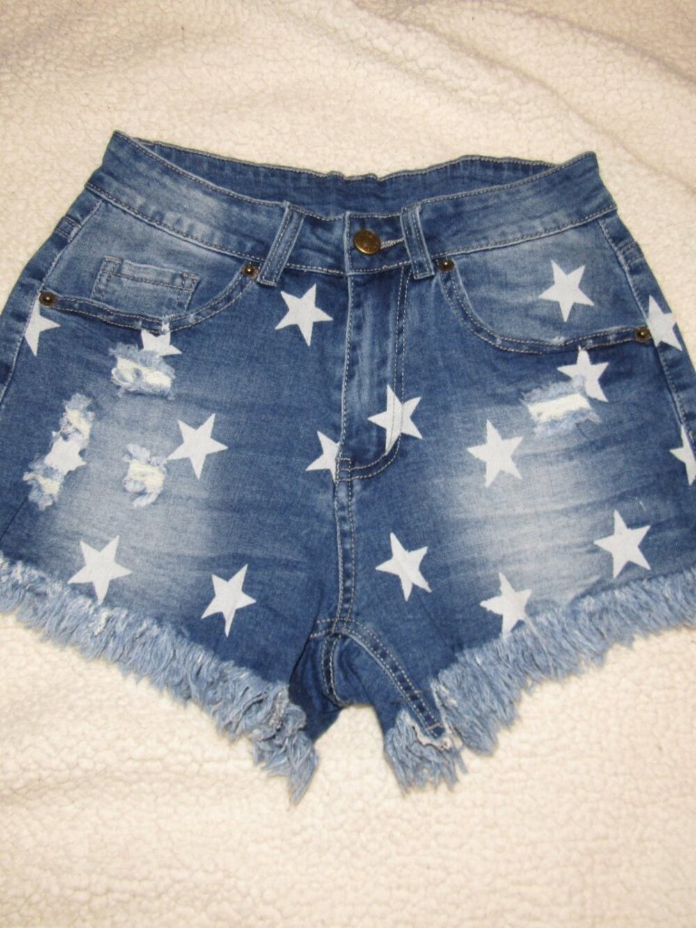 Jeans Brand Distressed Stretch Denim 5 Pocket Shorts Small